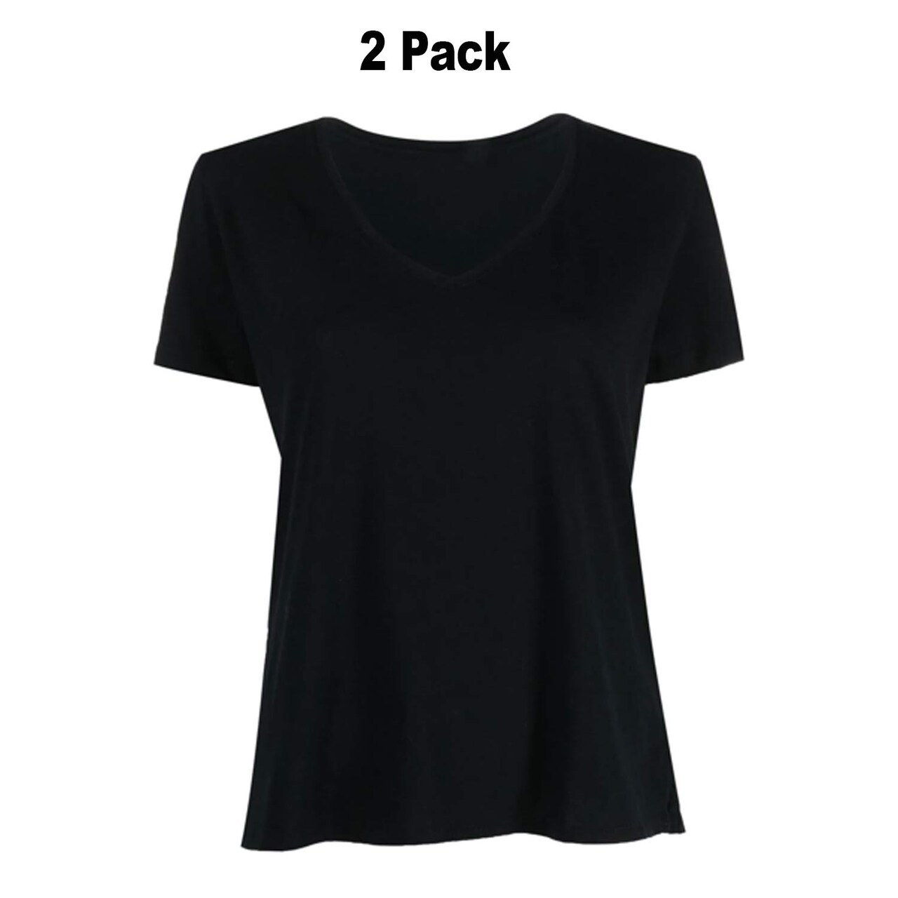 SOFRA Ladies Classic Fit V Neck Short Sleeve T Shirt Pack of 2
